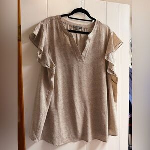 Adrianna Papell Ruffle Sleeve Blouse - Cream